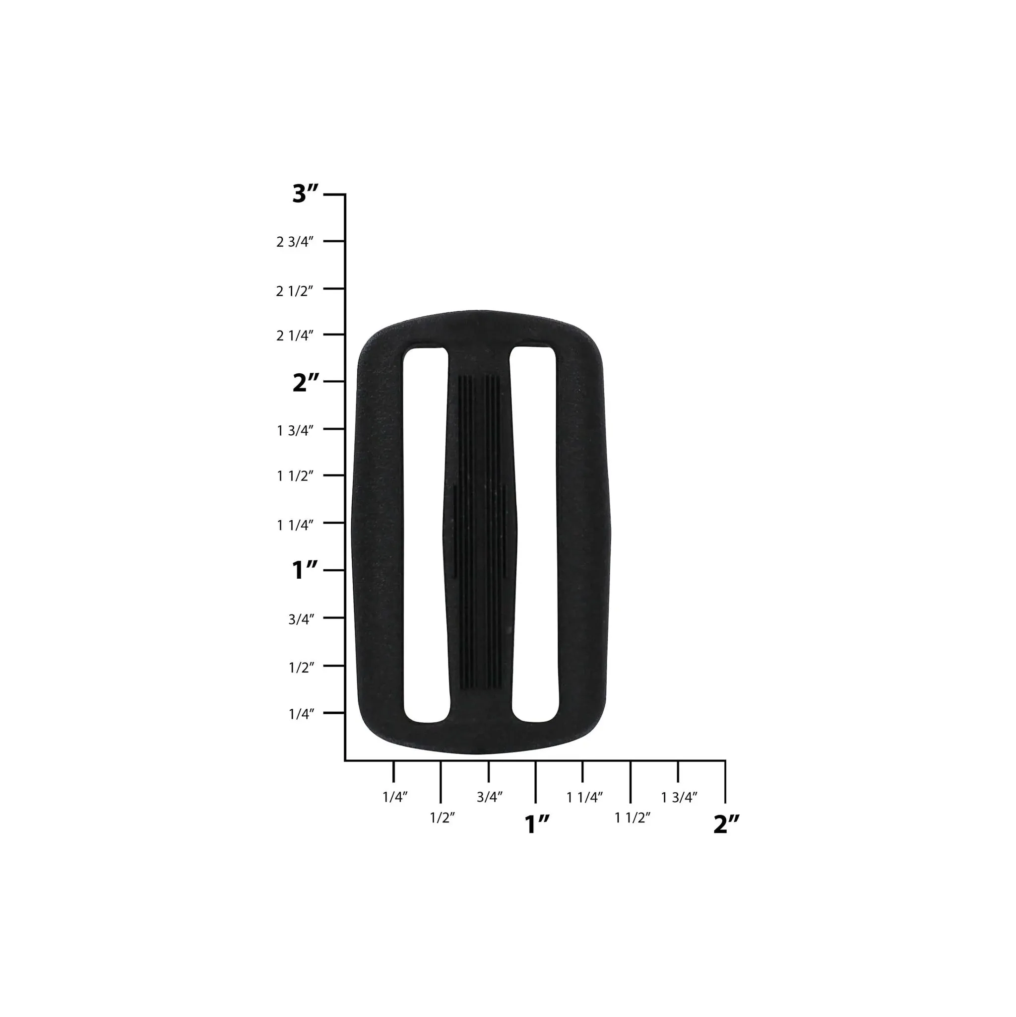 2" Black, Sliplock Tri-Glide Slide Buckle, Plastic, #SL-2
