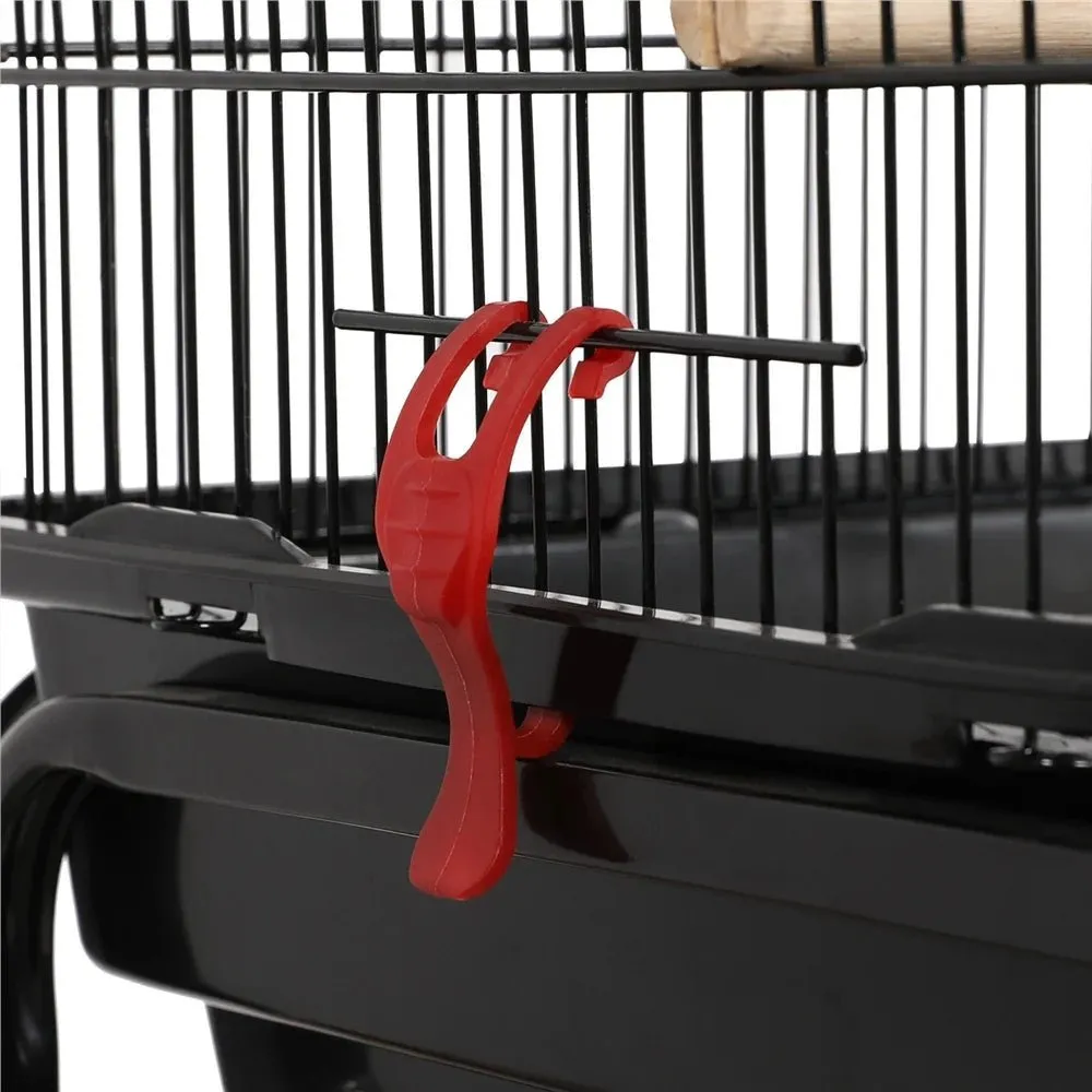 41''H Open Top Metal Birdcage with Slide-Out Tray and Feeders, Black