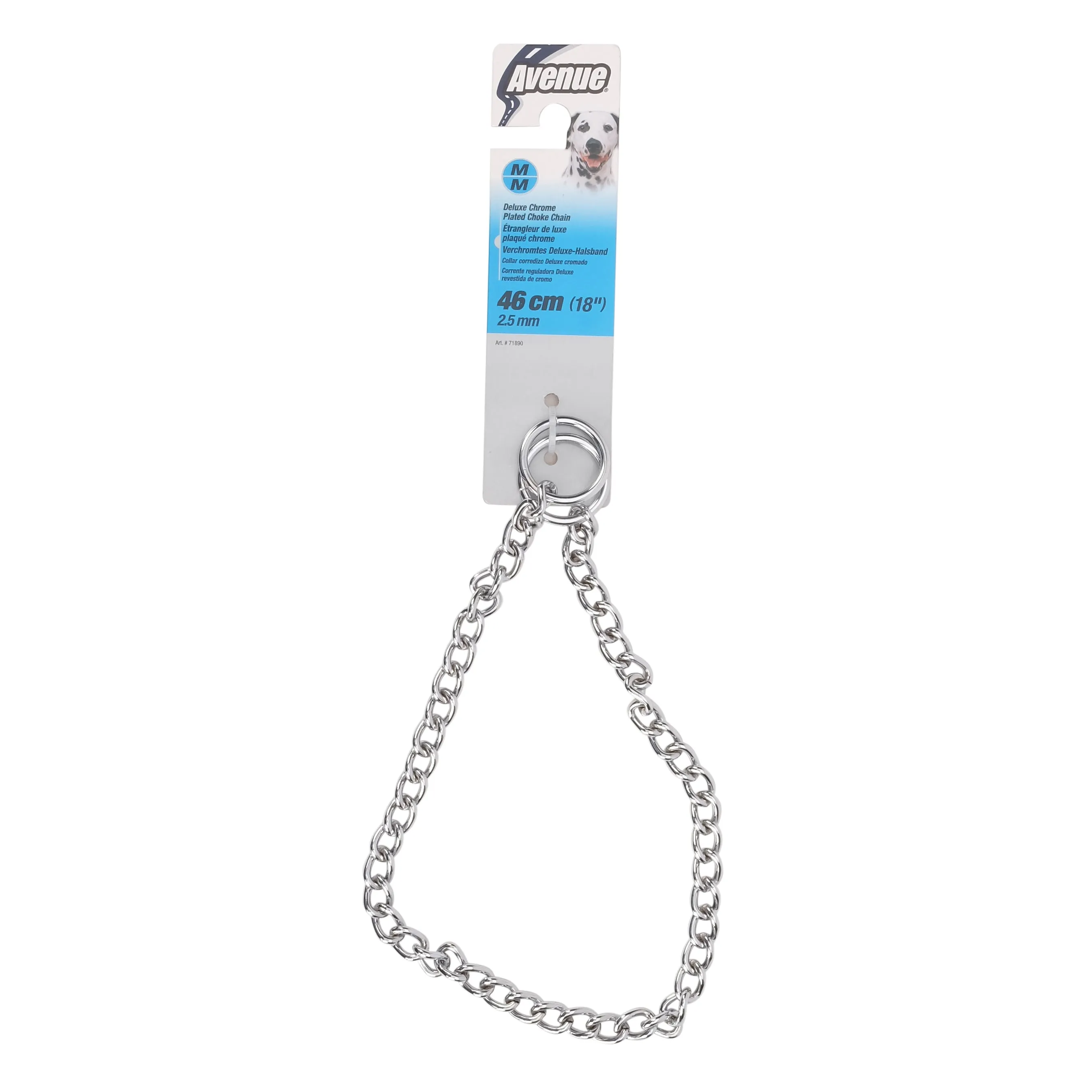 Avenue Deluxe Chrome Plated Choke Chain Collar - Medium - 46 cm (18in)