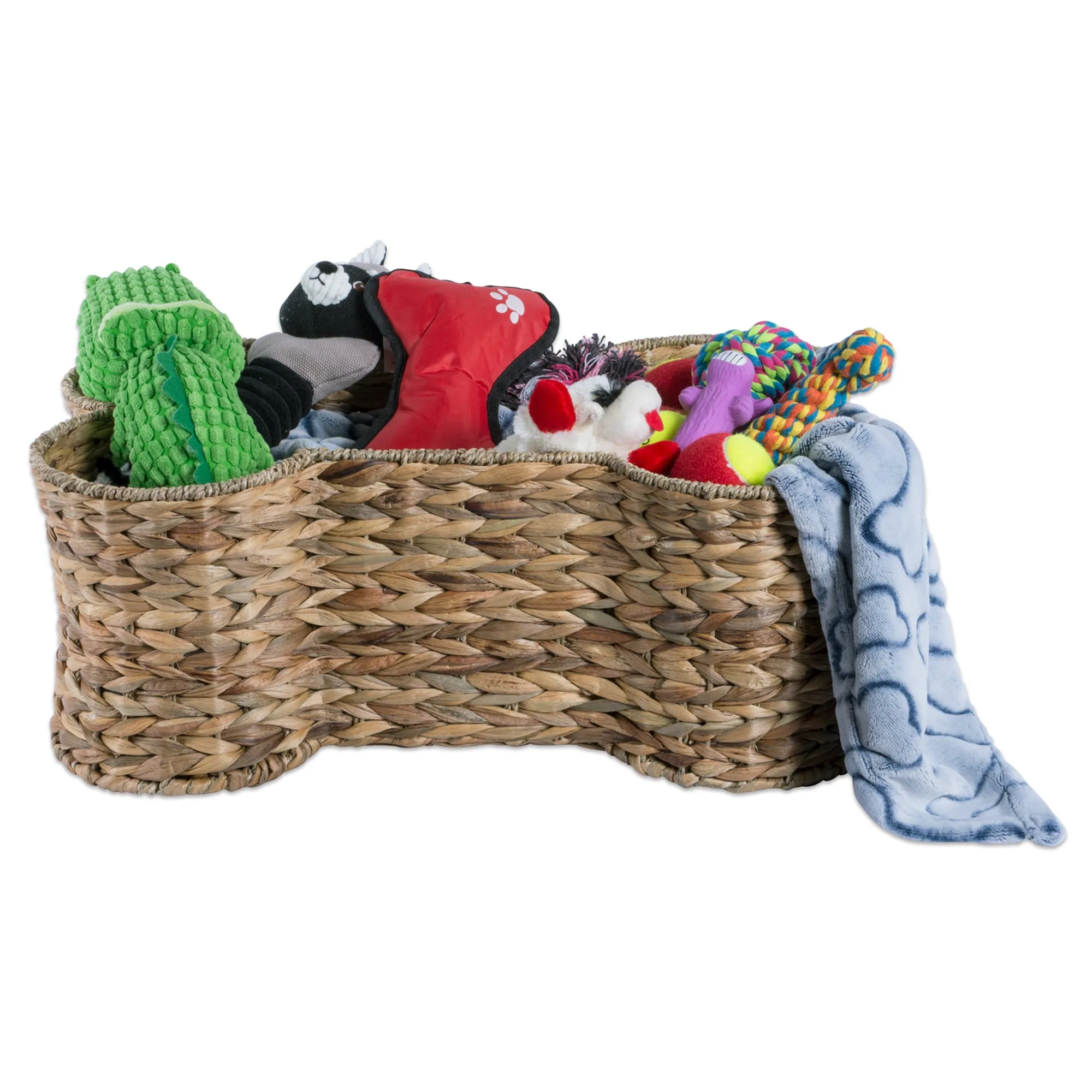 Bone Dry Hyacinth Pet Storage Basket, Bone Shaped, Natural, Medium - 21x13x8"