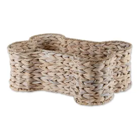 Bone Dry Hyacinth Pet Storage Basket, Bone Shaped, White Wash, Small - 17.75x11x7.5"