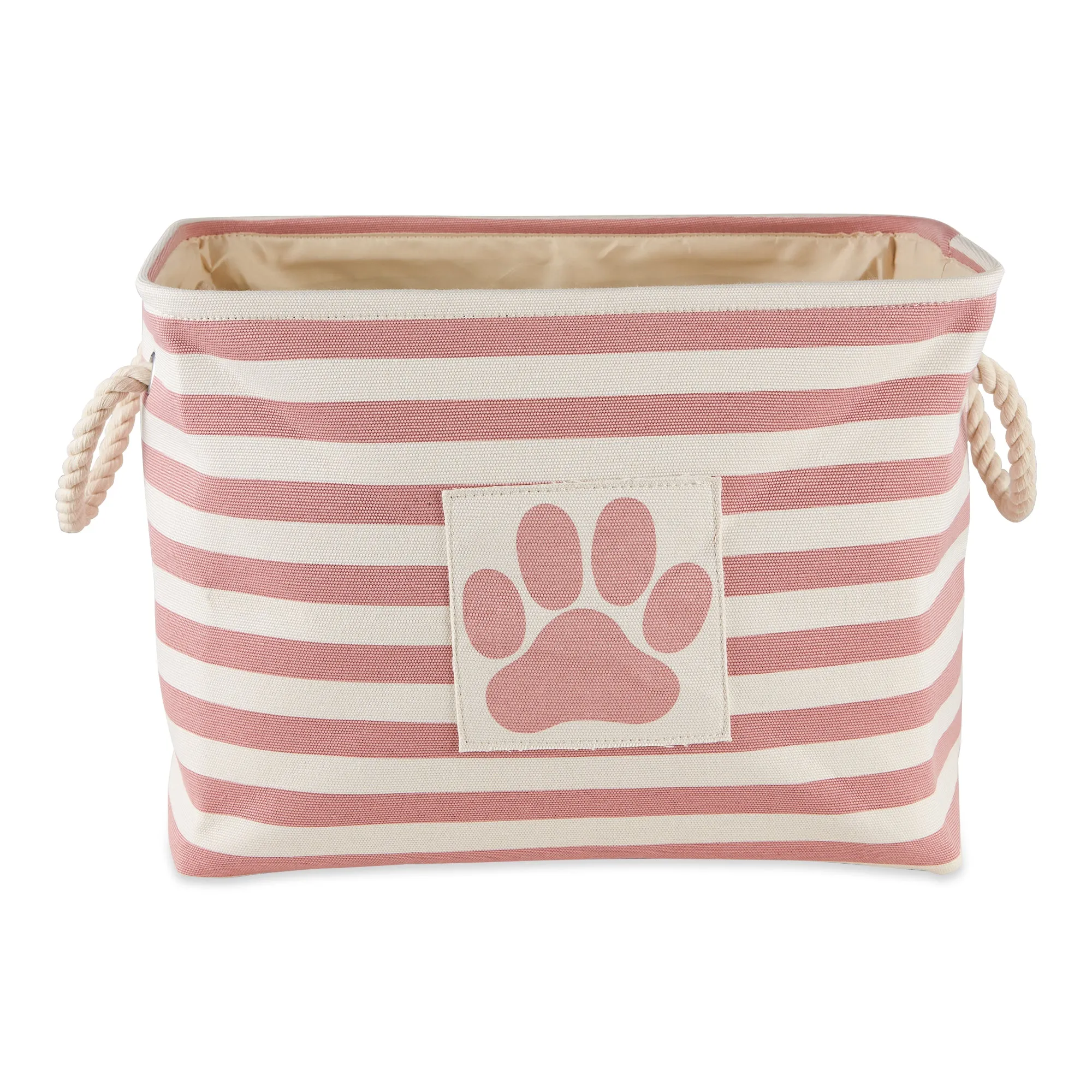Bone Dry Pet Storage Bin, Striped Paw Patch, Rose, Small - 14x8x9"