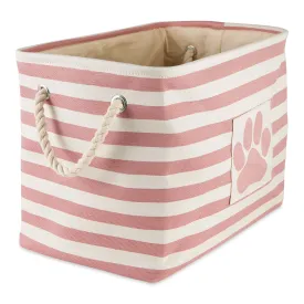 Bone Dry Pet Storage Bin, Striped Paw Patch, Rose, Small - 14x8x9"