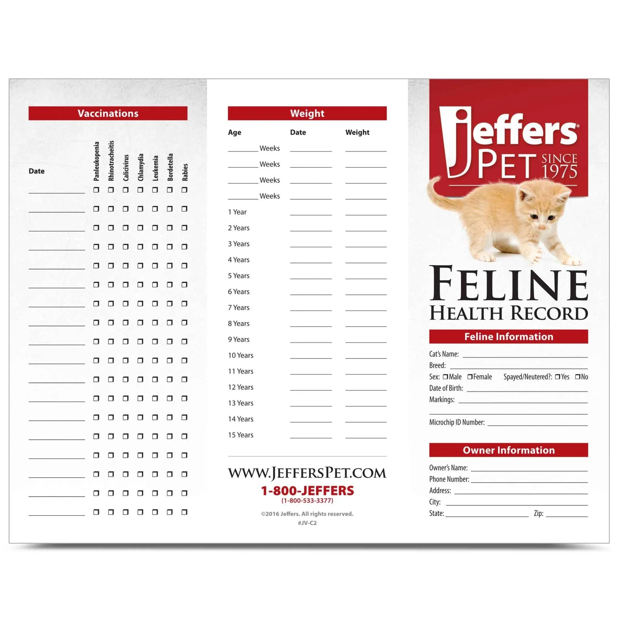 Cat Health Records, 10 pk