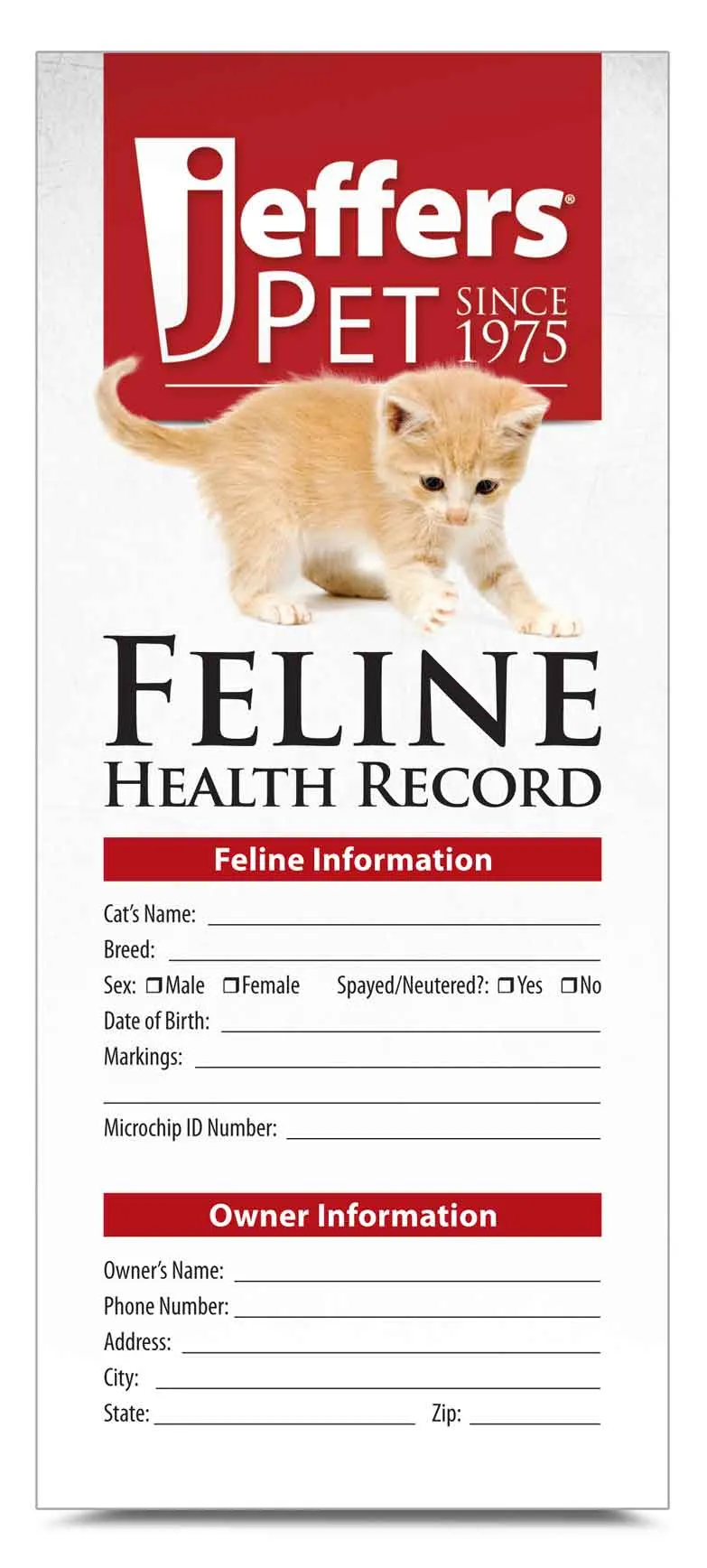 Cat Health Records, 10 pk
