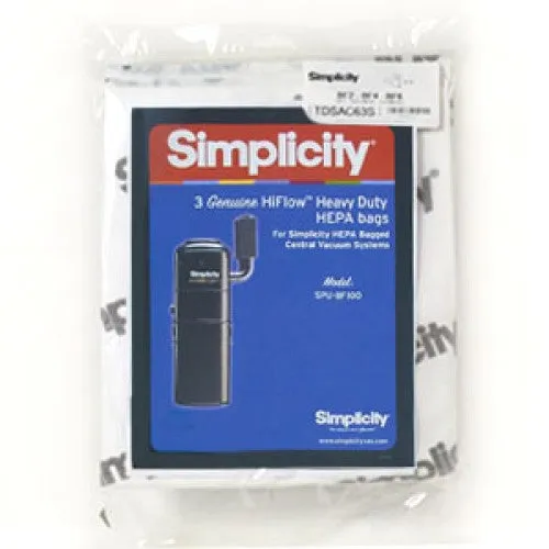 Central Vacuum HEPA Media Bags for SPU-BF100 and SCU-H11