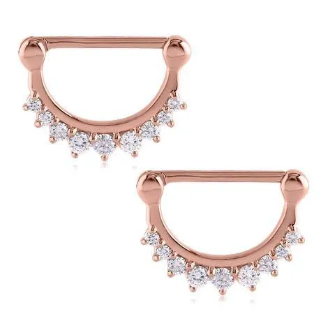 CZ Crown Rose Gold Nipple Clickers