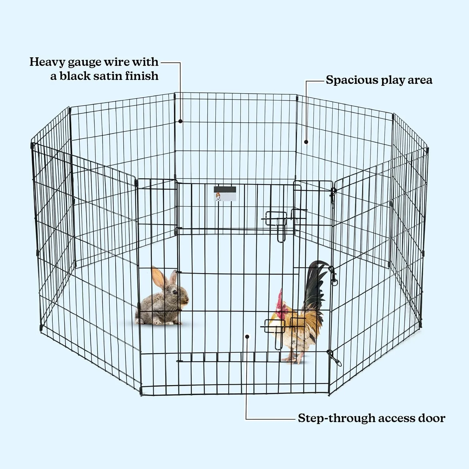 Dog Playpen - Foldable Metal Exercise Puppy Play Pen with 8 24x30in Panels - Indoor/Outdoor Pen with Door for Dogs, Cats or Small Animals by PETMAKER