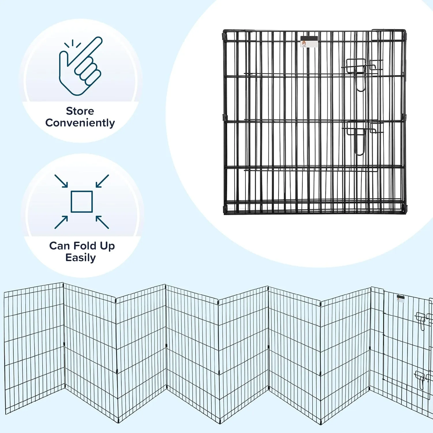 Dog Playpen - Foldable Metal Exercise Puppy Play Pen with 8 24x30in Panels - Indoor/Outdoor Pen with Door for Dogs, Cats or Small Animals by PETMAKER