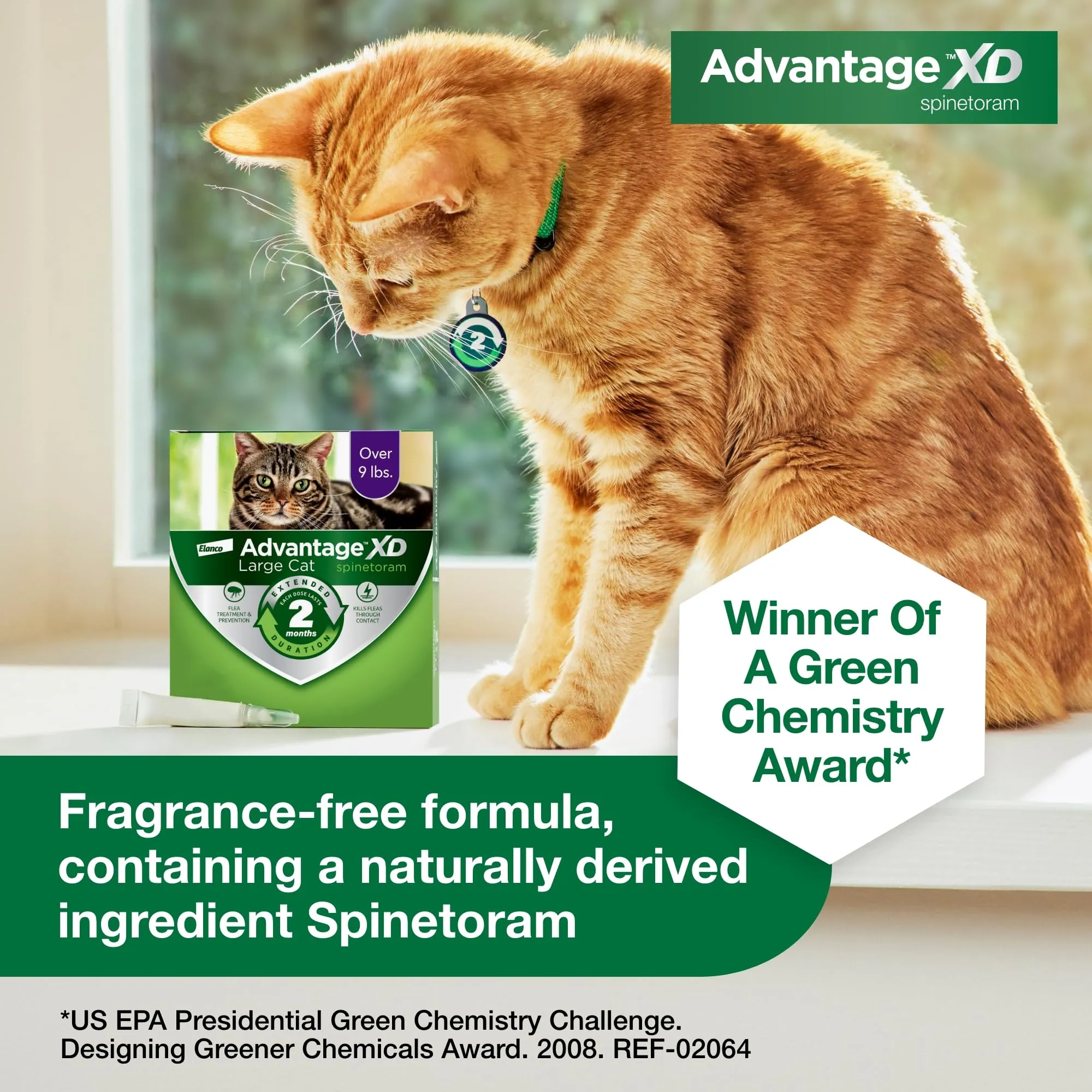 Elanco Advantage XD Extended Large Cat 4-Month 2-Dose Flea and Tick Spot-on Treatment - 9  Lbs - 2 Pack