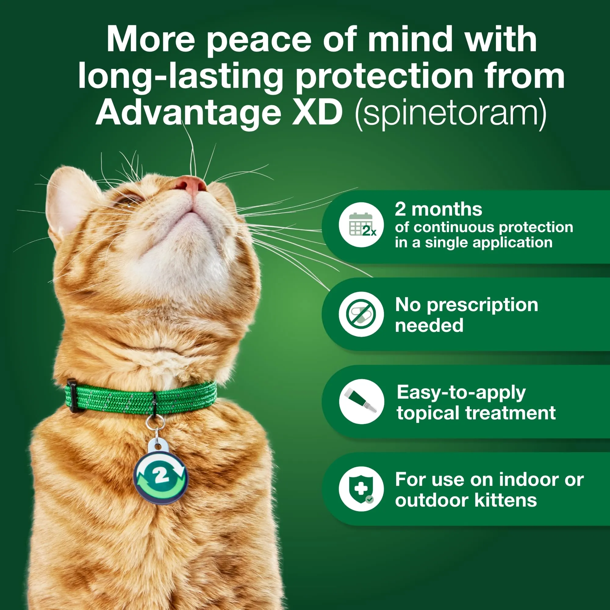 Elanco Advantage XD Extended Large Cat 4-Month 2-Dose Flea and Tick Spot-on Treatment - 9  Lbs - 2 Pack