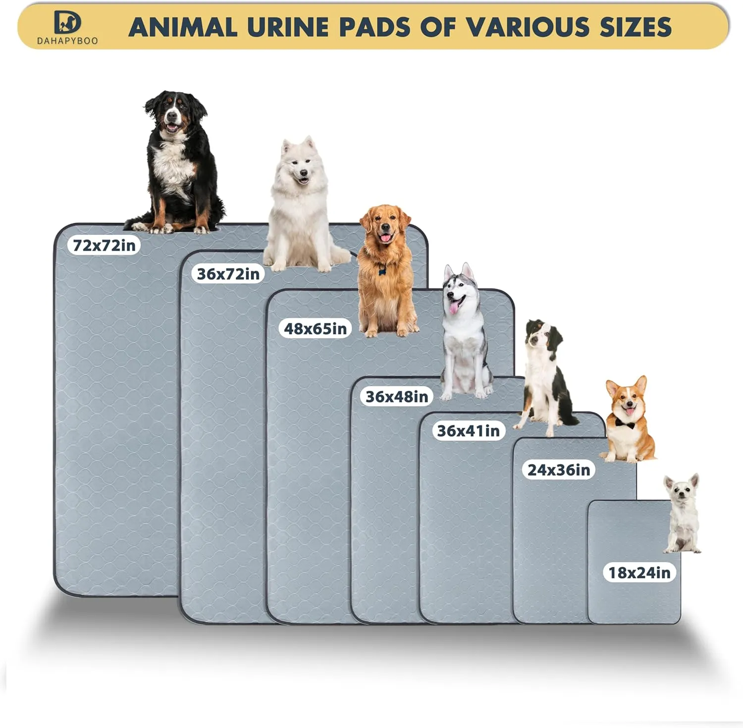 Extra Large Washable Pee Pads for Dogs,4 Pack Reusable Puppy Pads for Dogs,36x48 Non-Slip Waterproof Pet Training Pads for Crate, Playpen, Bed, Sofa,Whelping Box, Potty Training