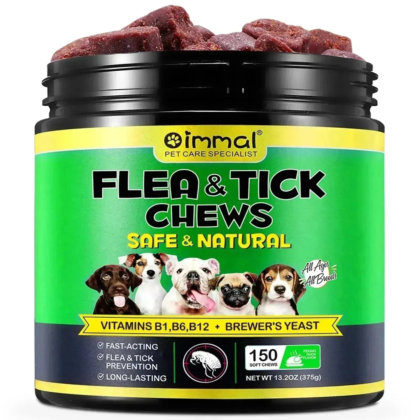 Flea & Tick Prevention Chews for Dogs, 150 Pcs, Peking Duck Flavor