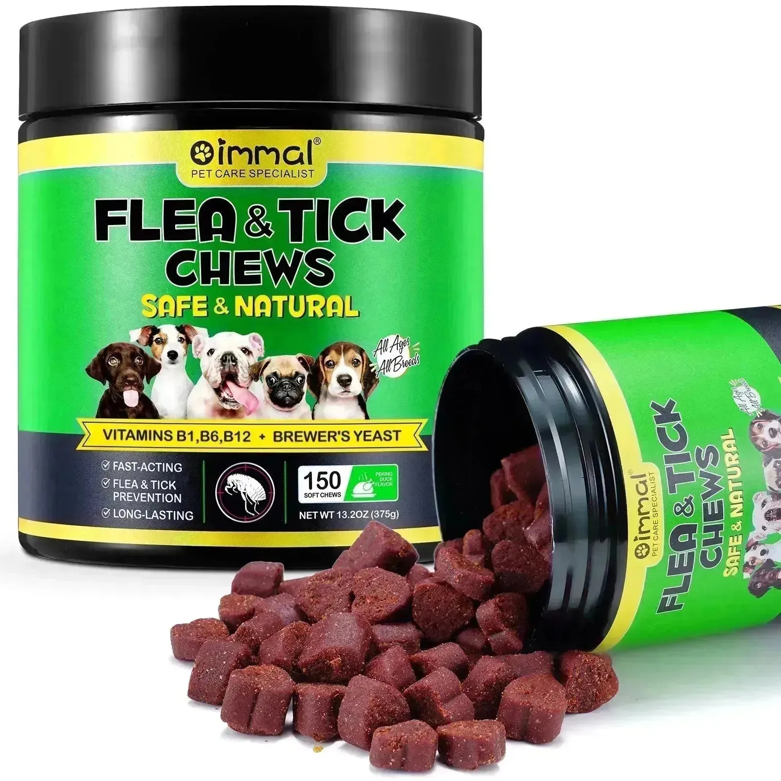 Flea & Tick Prevention Chews for Dogs, 150 Pcs, Peking Duck Flavor