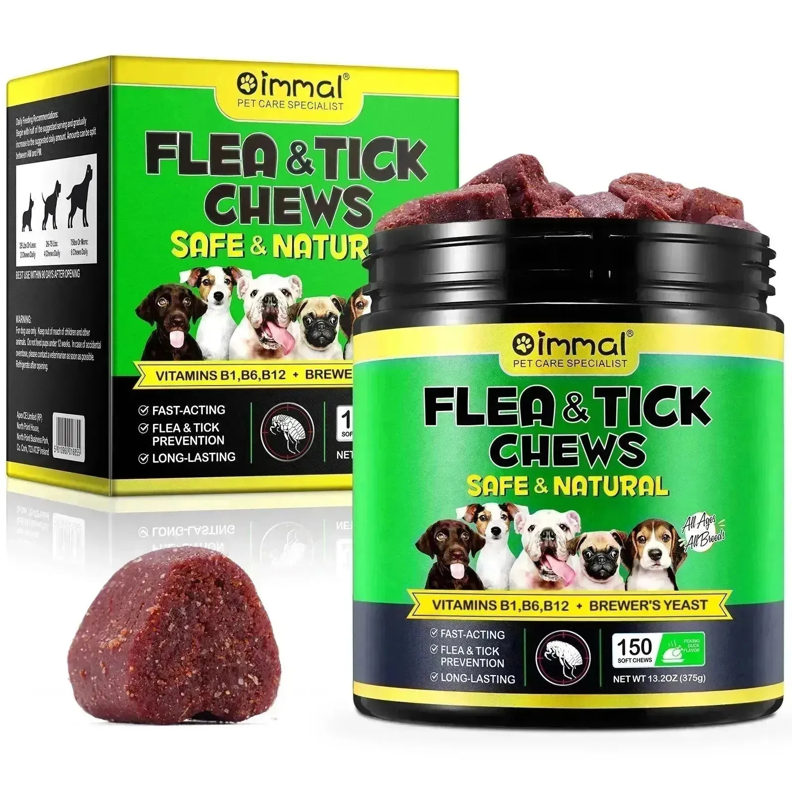 Flea & Tick Prevention Chews for Dogs, 150 Pcs, Peking Duck Flavor