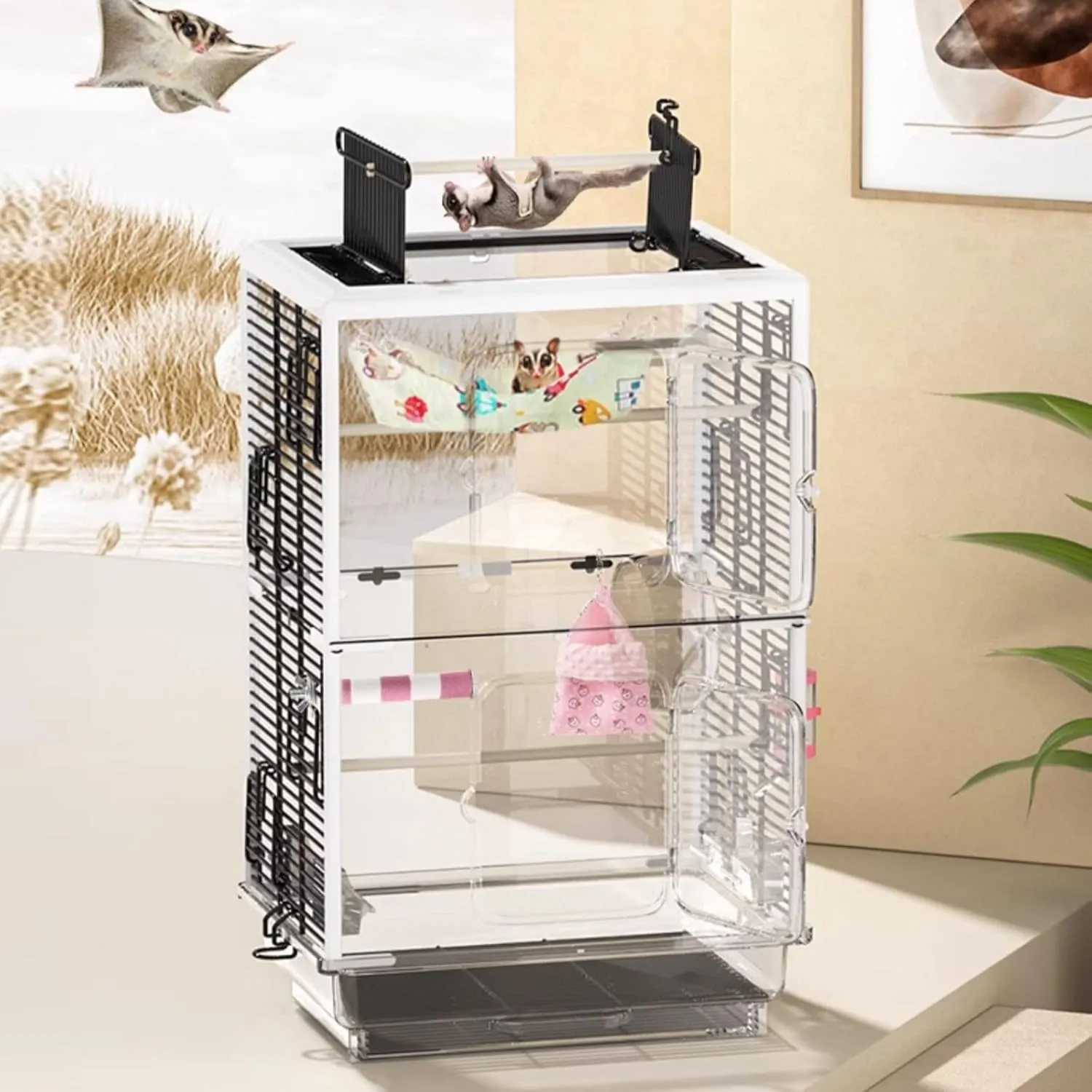 Large Multi-Level Indoor Small Animal Pet Cage Multi-Door Design for Guinea Pig Ferret Chinchilla Cat Playpen Rabbit Hutch Solid Platform
