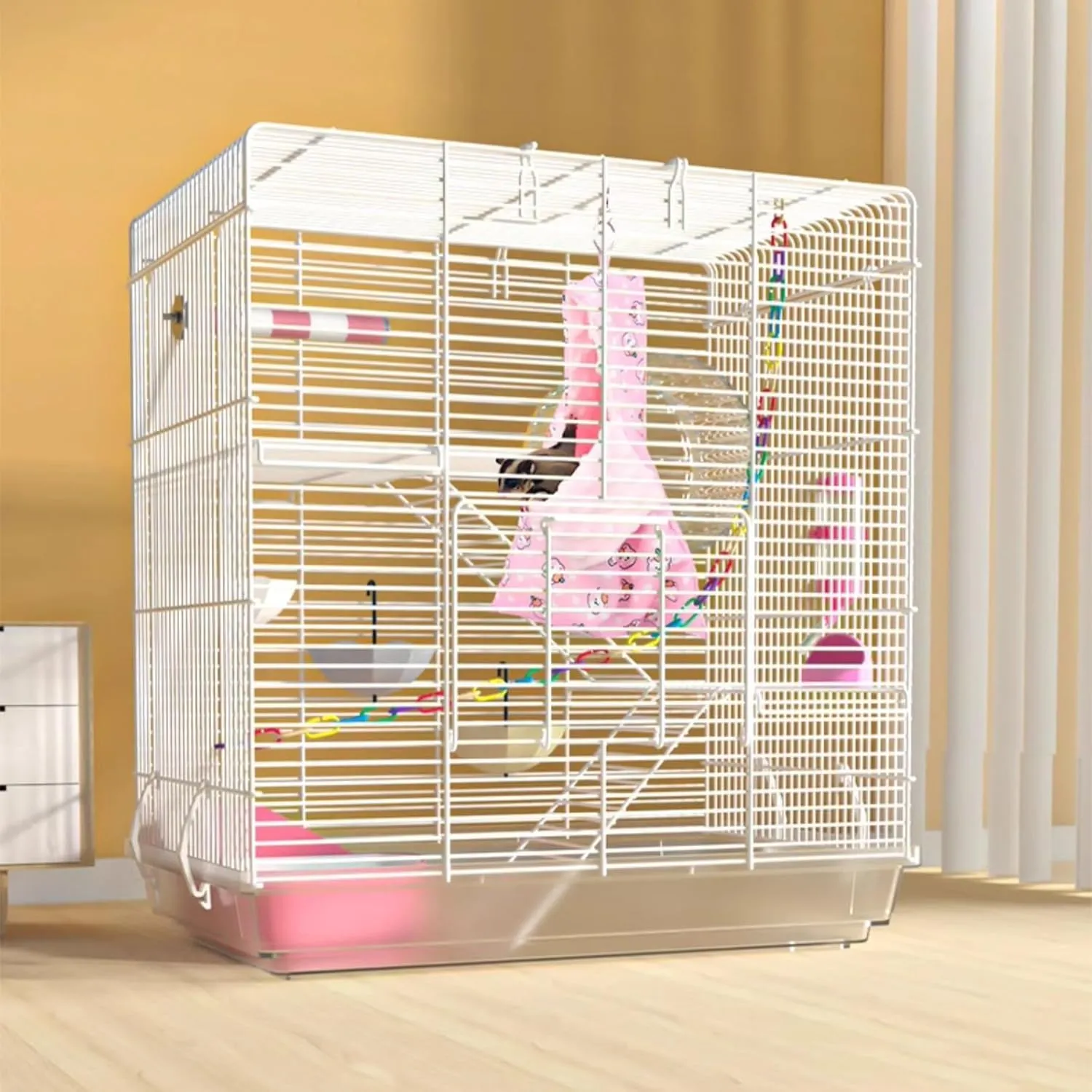 Large Multi-Level Indoor/Outdoor Small Animal Pet Cage for Guinea Pig Ferret Chinchilla Cat Playpen Rabbit Hutch Solid Platform Leakproof Litter Washable Tray