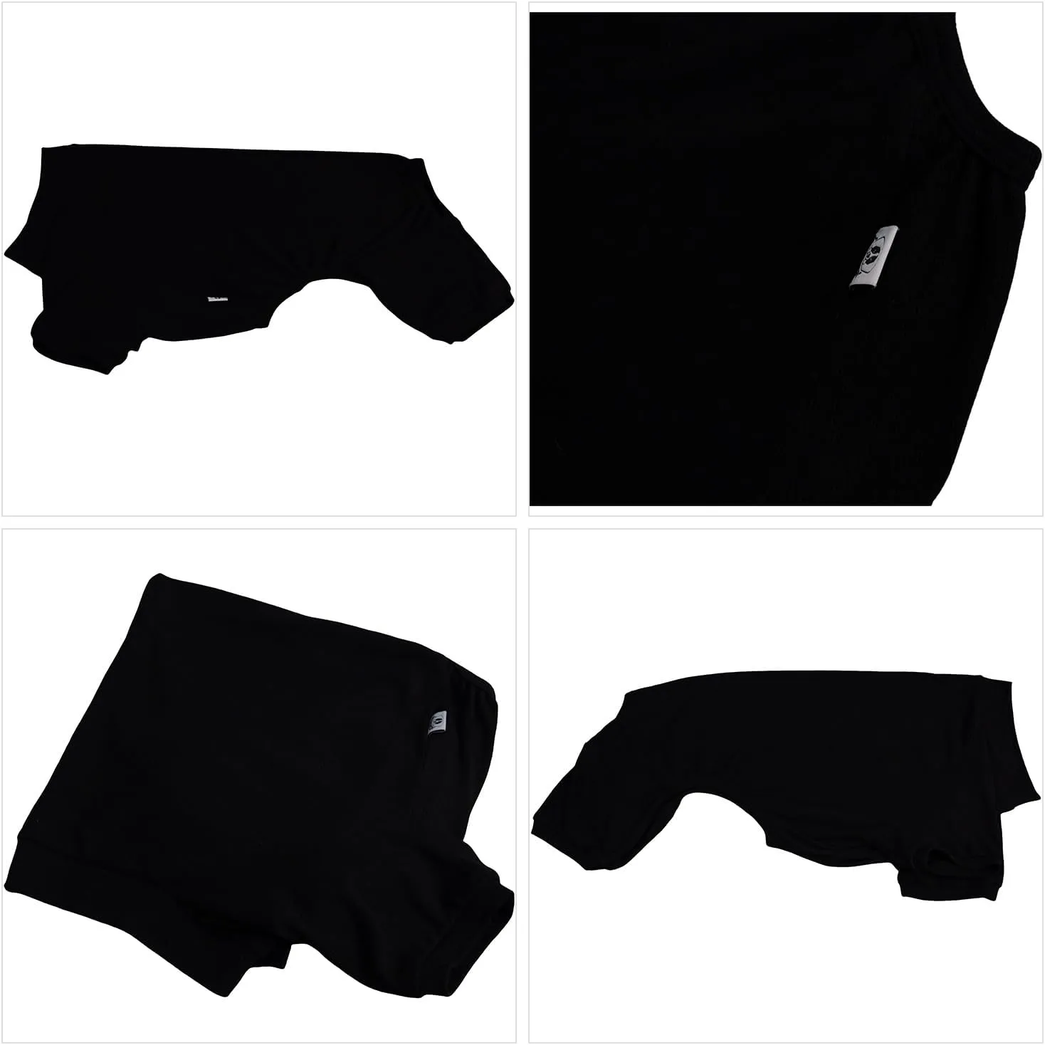 Lovelonglong Ribbed Dog Pajamas Cotton Knitted Dog Jumpsuits 4 Legged All Season Warm Pet Bodysuits for Large Medium Small Dogs Black S