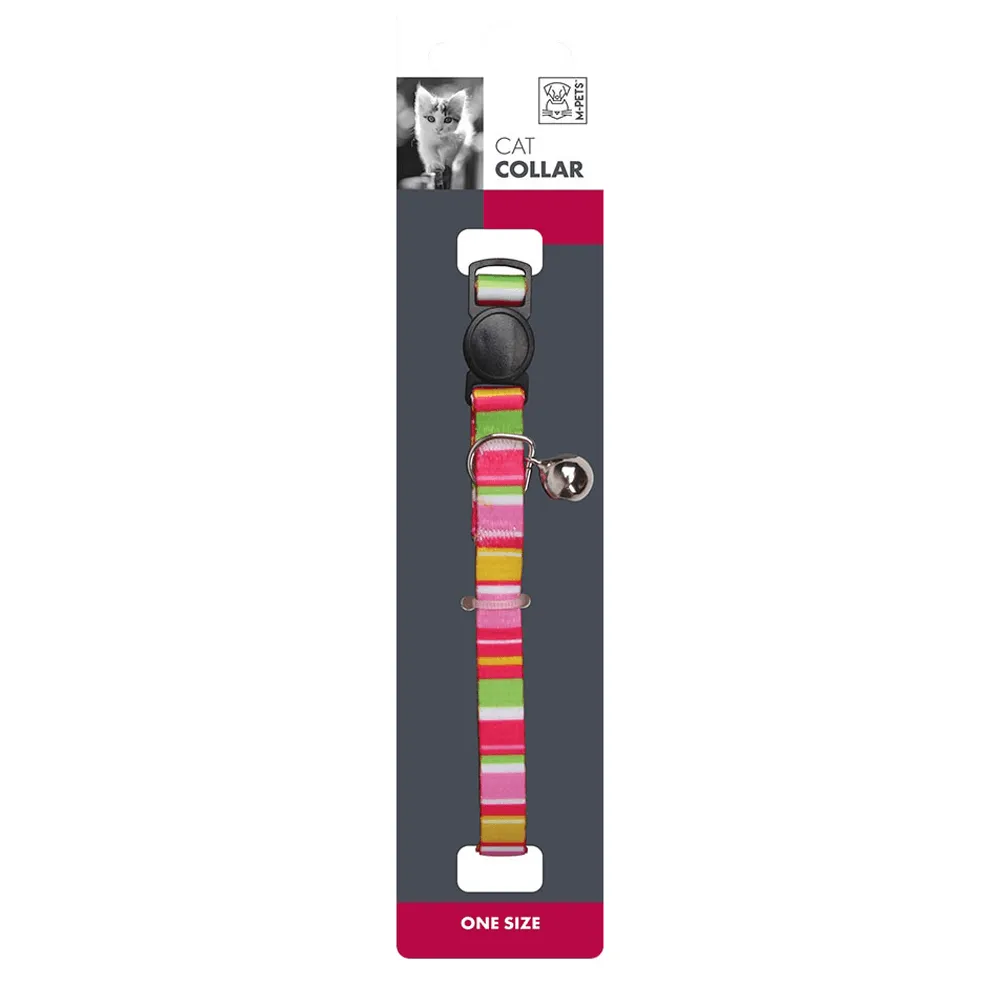 M-Pets Stripes Cat Collar Pink
