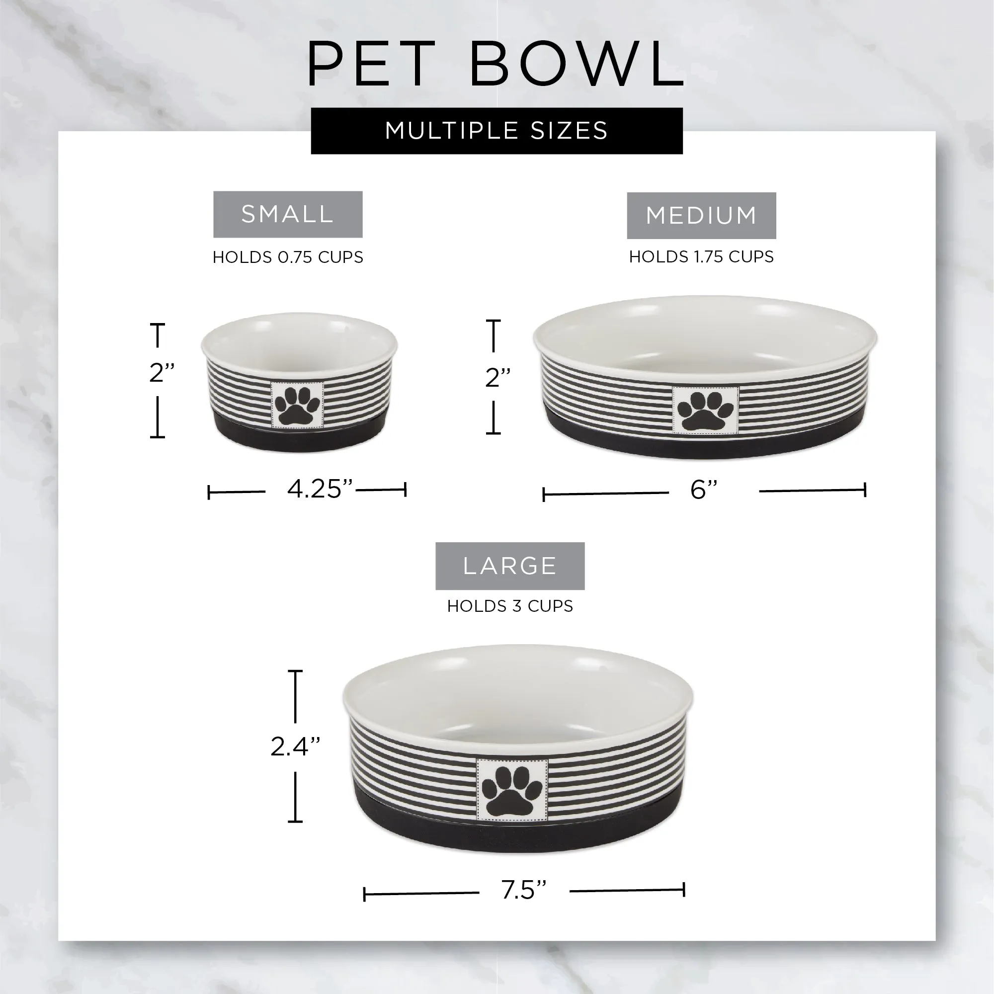 Pansy Petite Check Pet Bowl Set of 2, Large 3.75 C. Capacity