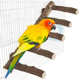 Parrot Wood Stand, 12.2Inch Length Parrots Perch for Cage, Natural Bird Ladder for Small Medium Parrot, Parakeets, Cockatiels, Conures, Hamster