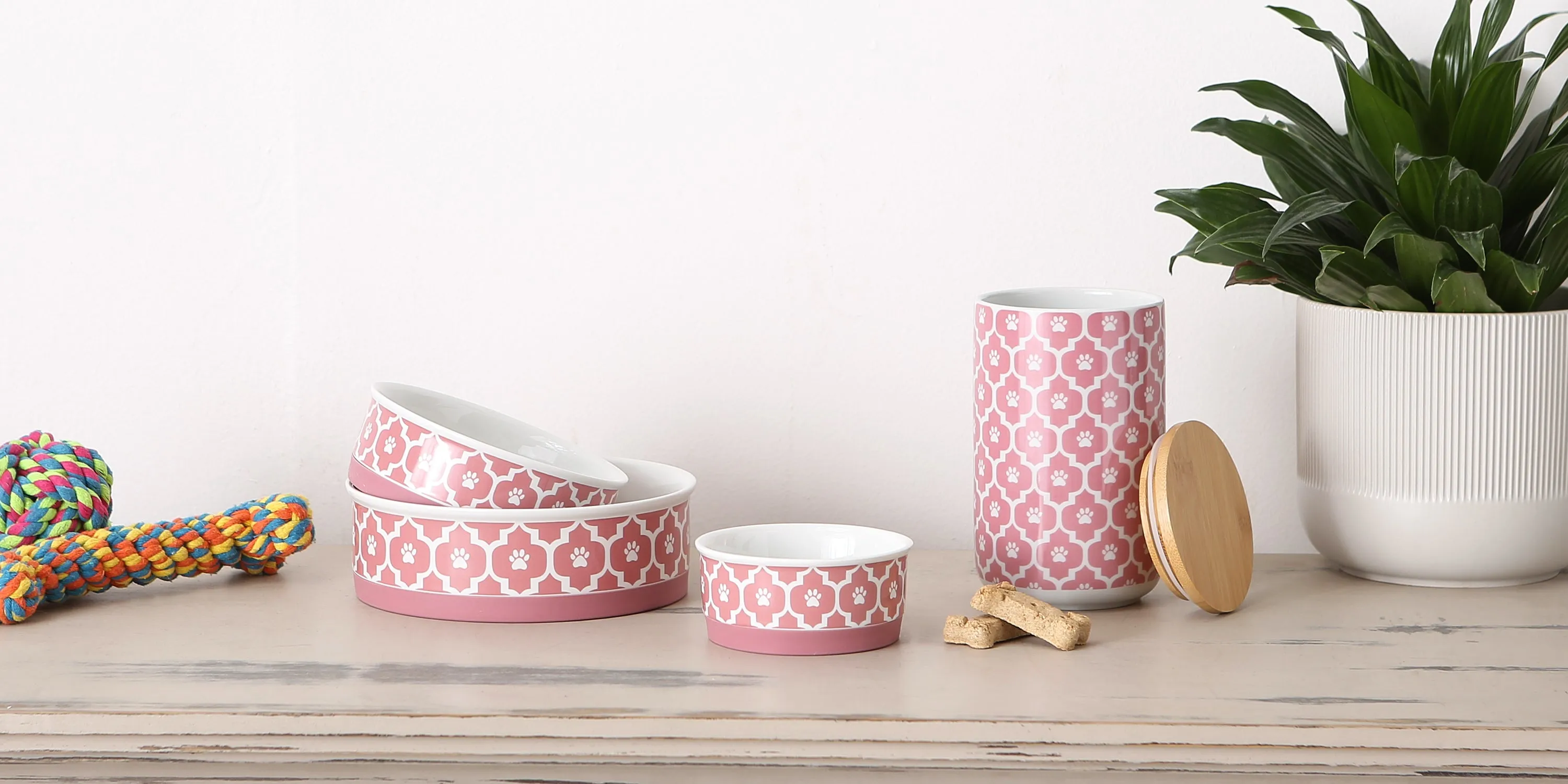 Pet Bowl Lattice Rose Medium 6Dx2H Set of 2