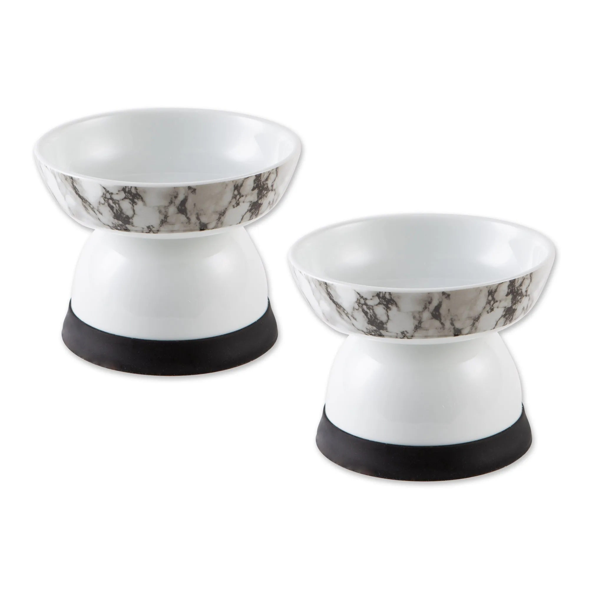 Pet Bowl Raised Marble Large 5.3Dx4.5H Set of 2
