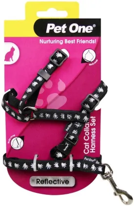 PET ONE CAT HARNESS & LEAD BLACK