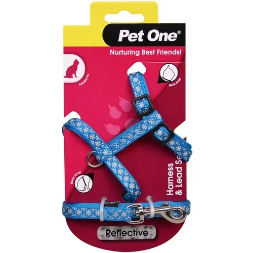 PET ONE CAT HARNESS & LEAD BLUE