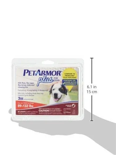 PetArmor Plus for Dogs, Flea and Tick Prevention for Extra Large Dogs (89-132 Pounds), Includes 3 Month Supply of Topical Flea Treatments