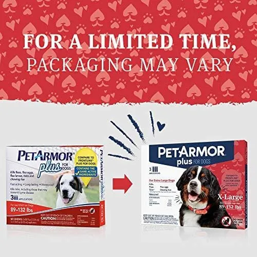 PetArmor Plus for Dogs, Flea and Tick Prevention for Extra Large Dogs (89-132 Pounds), Includes 3 Month Supply of Topical Flea Treatments