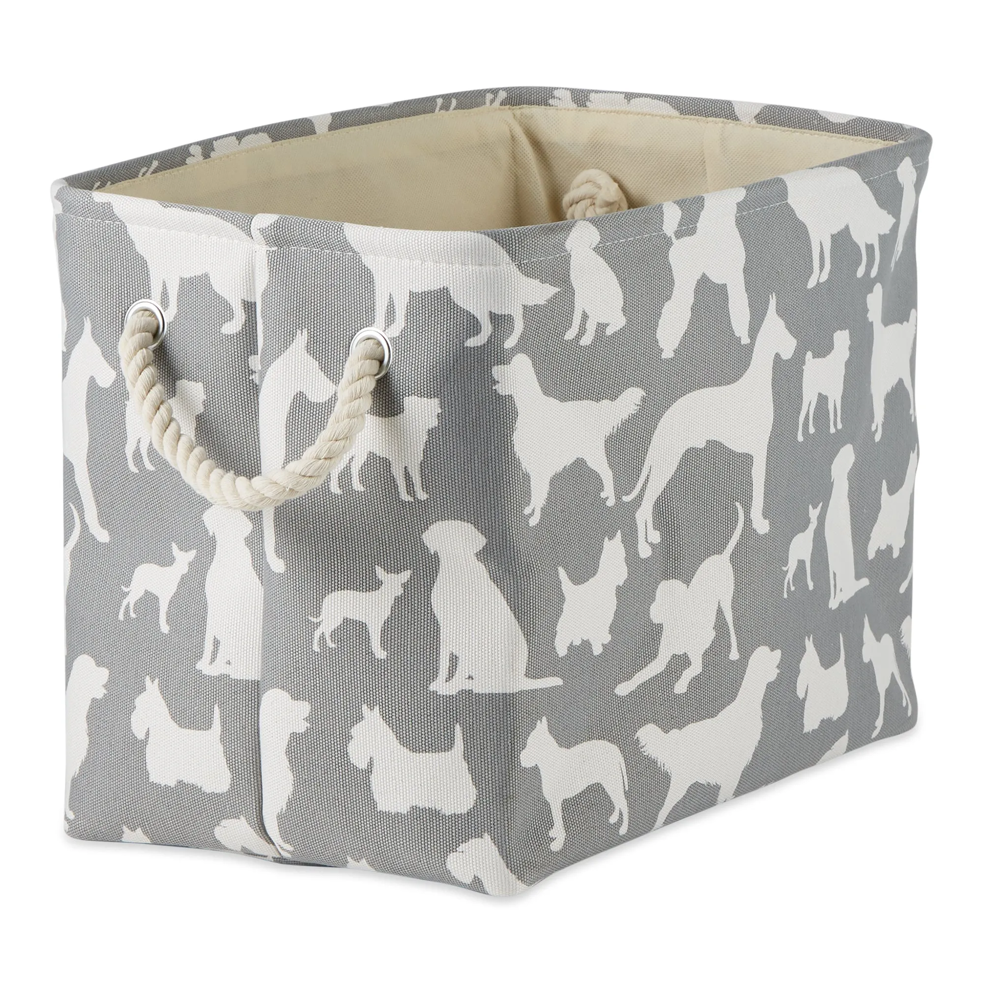 Polyester Pet Bin Dog Show Gray Rectangle Large 17.5X12X15