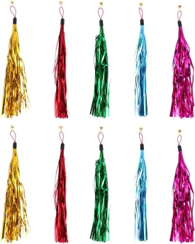 POPETPOP 10pcs Cat Teaser Wand Replacement with Bell Metallic Foil Tassel Cat Wand Toys Interactive Catcher Teaser for Cat Kitten Pet Entertainment Hunting Exercise