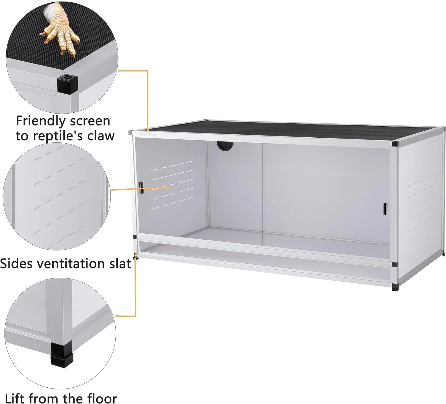 PVC Reptile Enclosure 48 * 24 * 24" Space Efficient Large Reptile Terrarium Habitat 120 Gallon for Bearded Dragon Gecko Lizard Snake, Wide Vivarium with Sliding Doors Lock (2pcs-White Panels)
