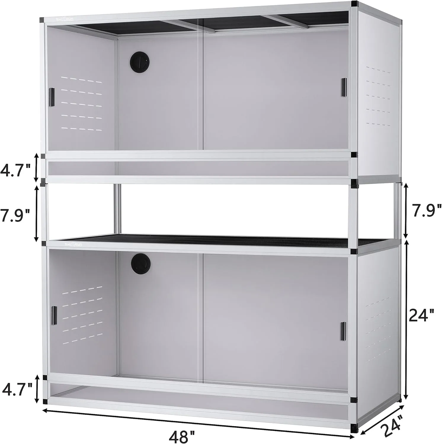 PVC Reptile Enclosure 48 * 24 * 24" Space Efficient Large Reptile Terrarium Habitat 120 Gallon for Bearded Dragon Gecko Lizard Snake, Wide Vivarium with Sliding Doors Lock (2pcs-White Panels)