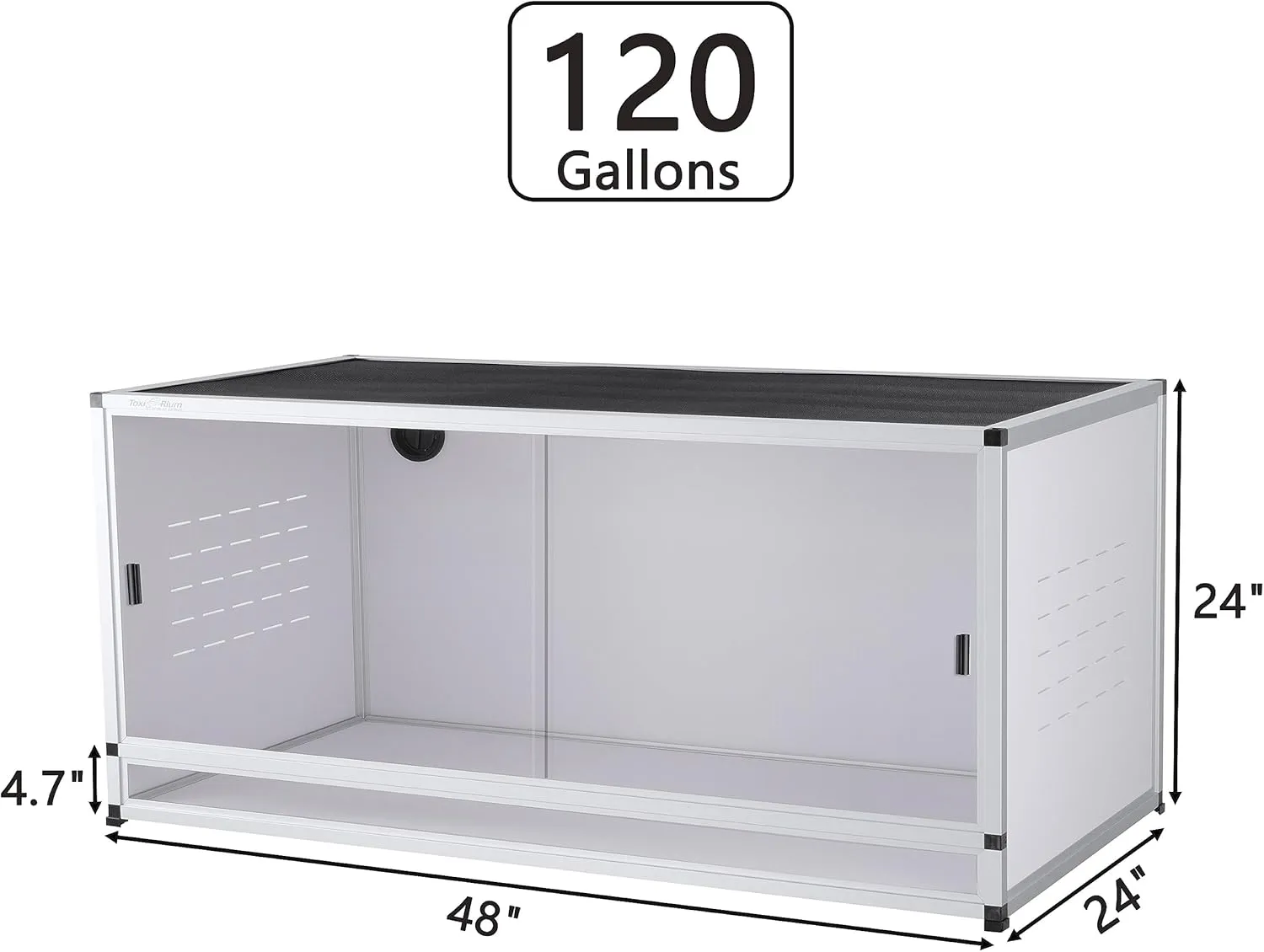 PVC Reptile Enclosure 48 * 24 * 24" Space Efficient Large Reptile Terrarium Habitat 120 Gallon for Bearded Dragon Gecko Lizard Snake, Wide Vivarium with Sliding Doors Lock (2pcs-White Panels)
