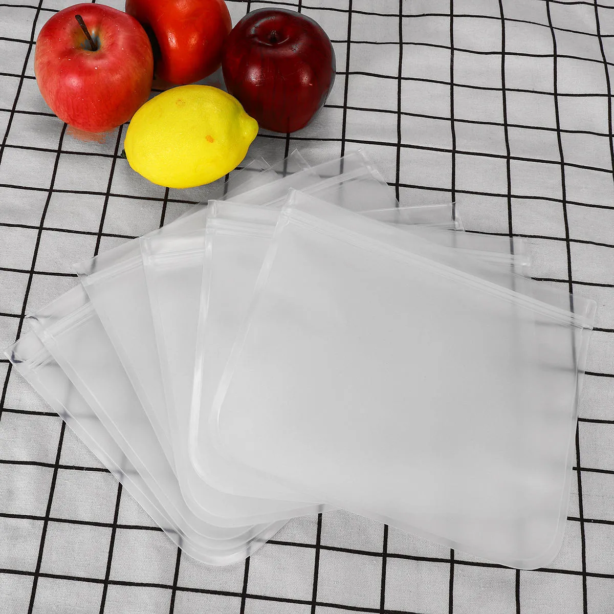 Reusable Frosted PEVA Food Storage Bag - Sandwich, Snack, Lunch, Fruit, Kitchen Container