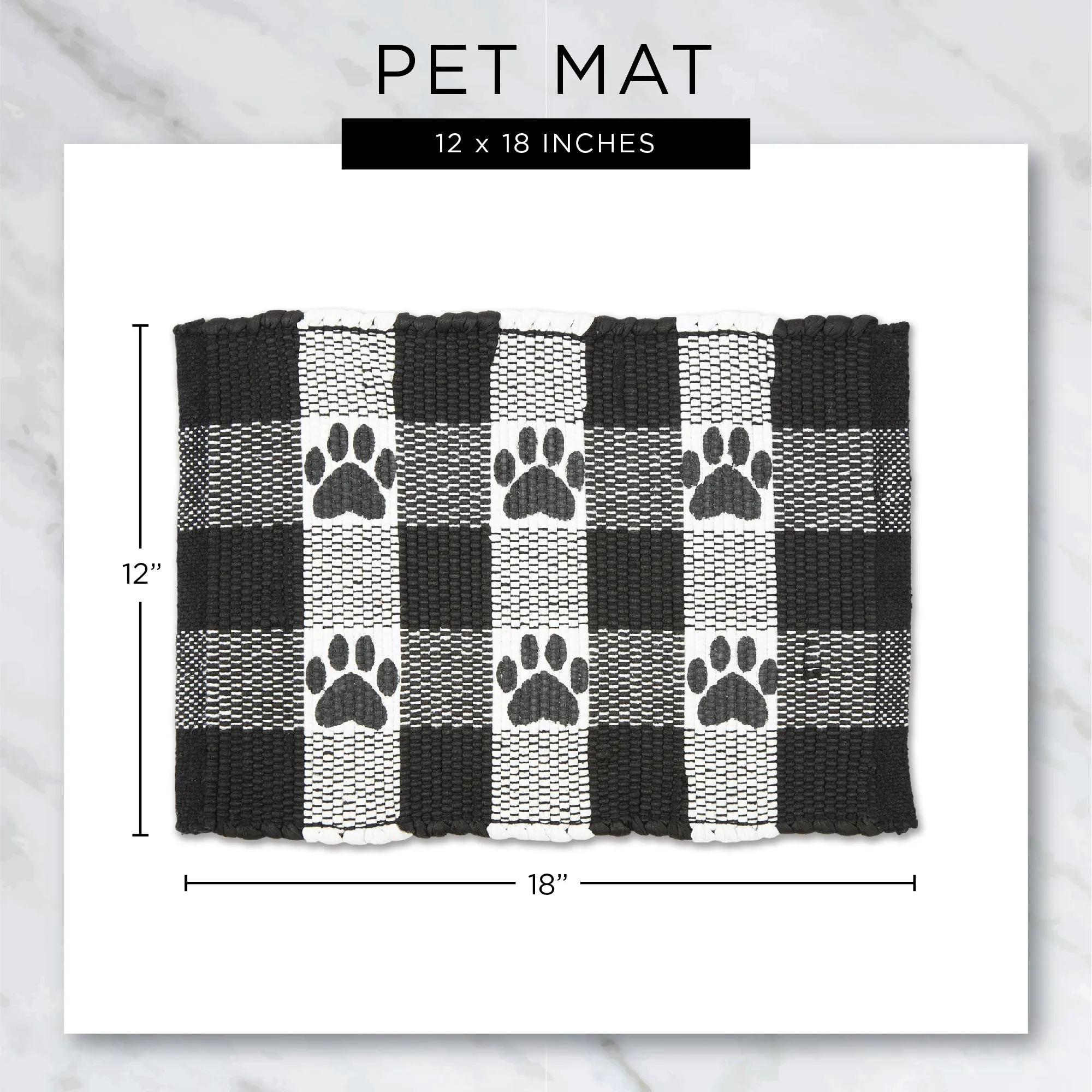 Rose & White Printed Paw Pet Feeding Mat 12X18 Set of 2