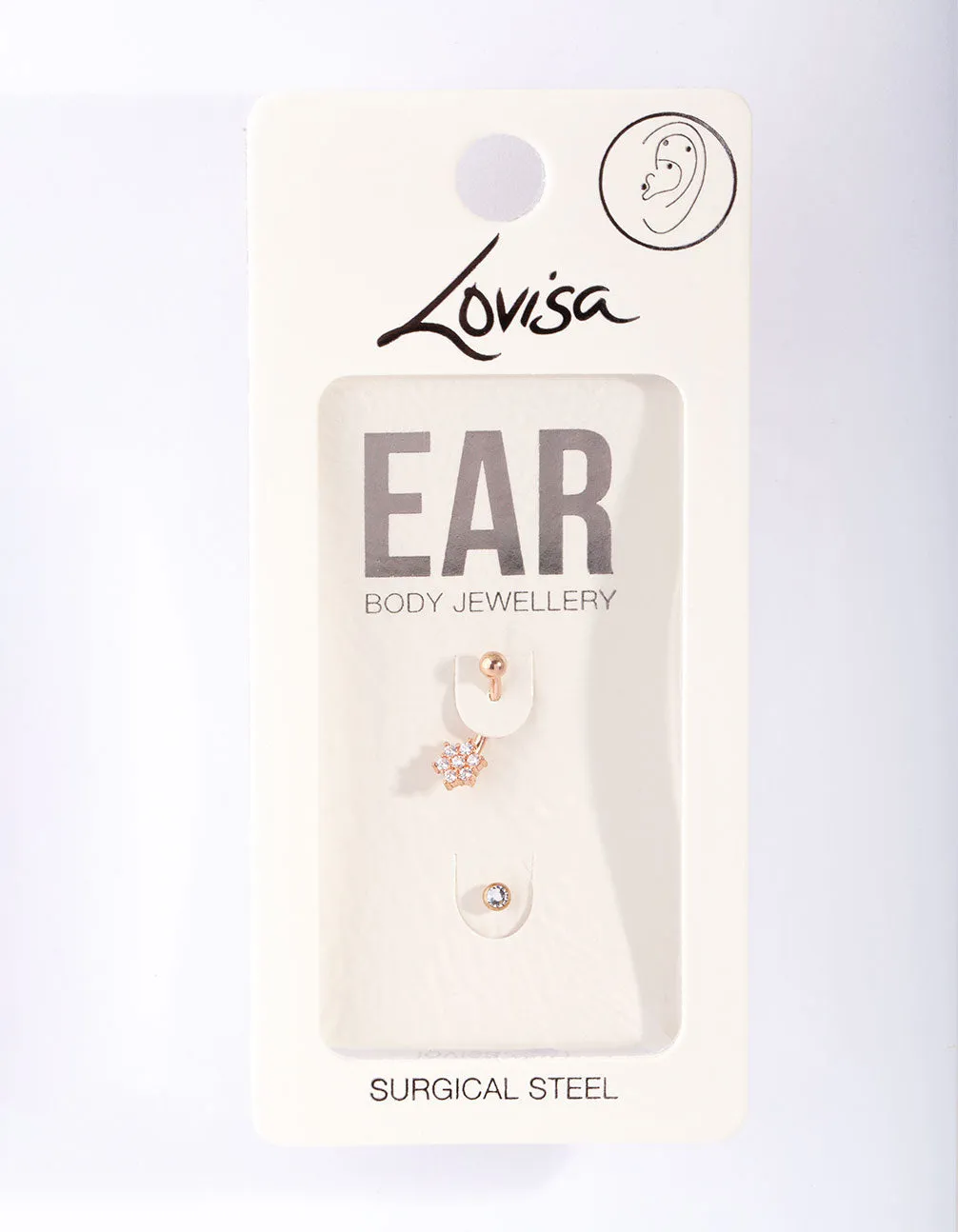 Rose Gold Surgical Steel Cubic Zirconia Floral Cartilage Pack