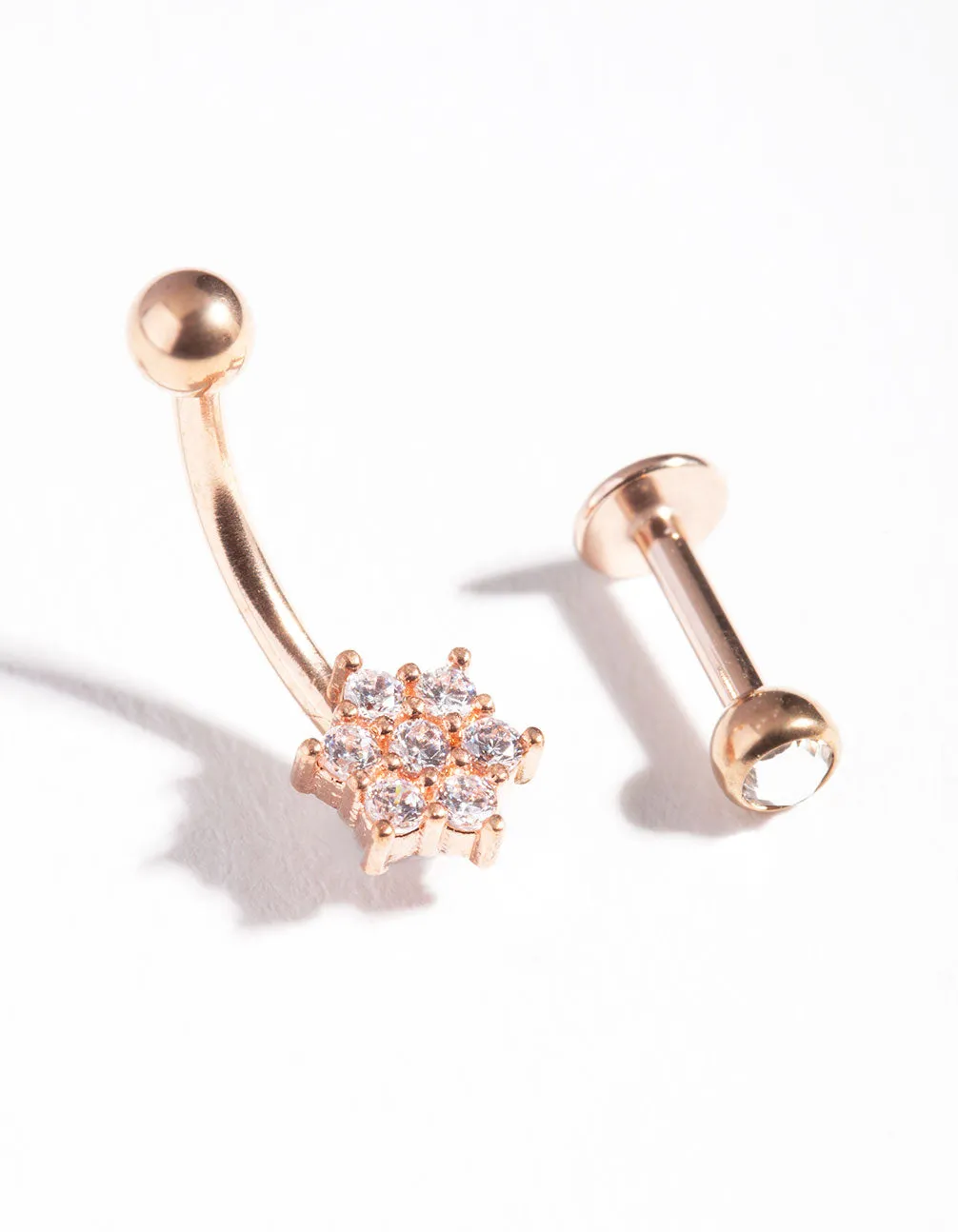Rose Gold Surgical Steel Cubic Zirconia Floral Cartilage Pack