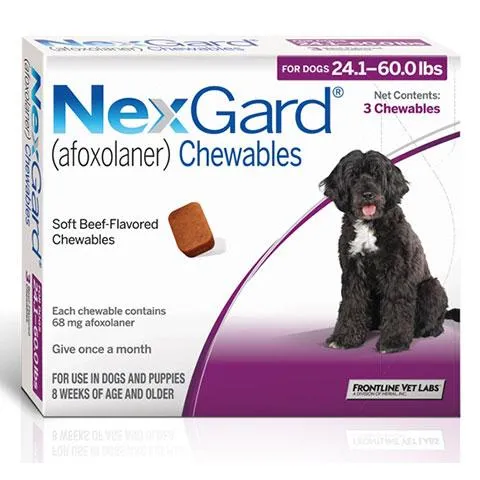 RX NexGard Chewable Tablets for Dogs 3 Treatments