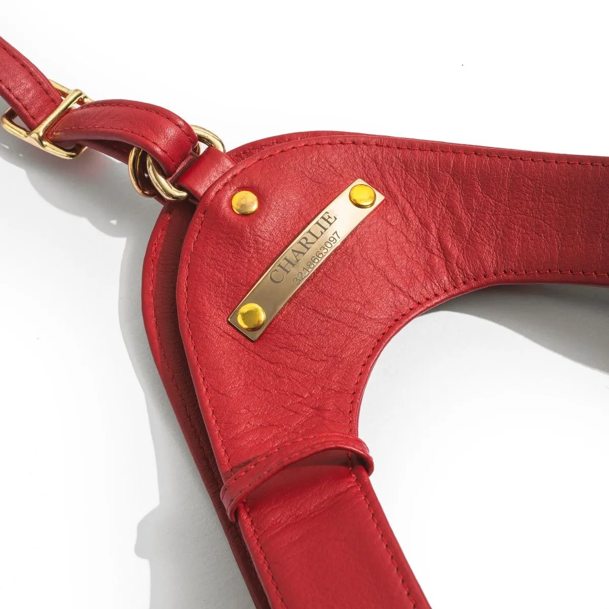Scarlet Red Leather Cat Harness