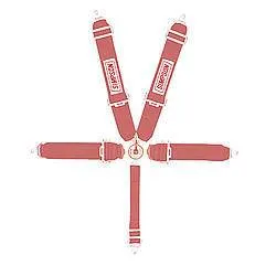 Simpson 5-Point Camlock Harness - 55" Wrap Around Seat Belt - Pull Down - Red