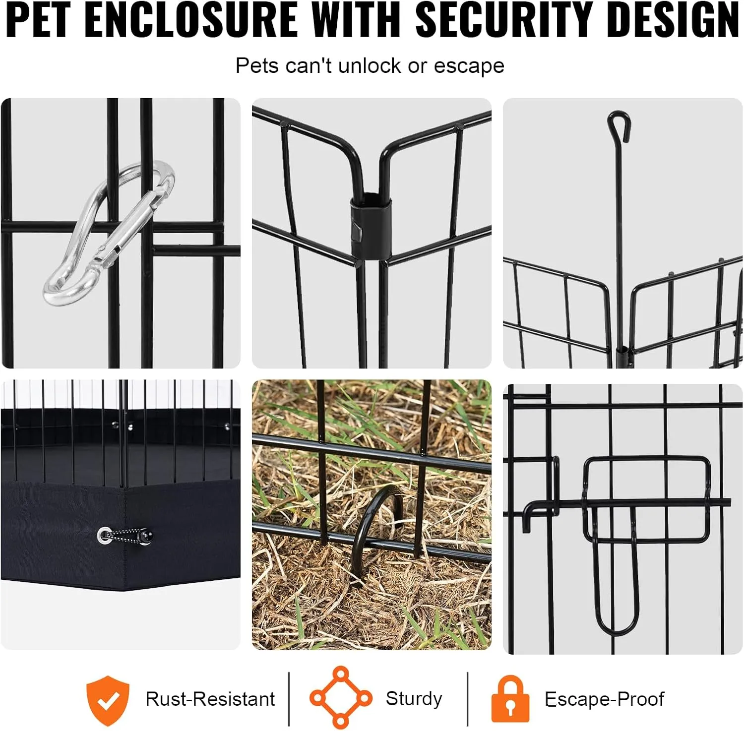 VEVOR Dog Playpen, 4 Pcs 24 x 36 in Panels Foldable Metal Pet Exercise Pen, Dog Fence Indoor and Outdoor Pen with Door, Top Cover, and Bottom Pad, Pet Playpen for Dogs, Cats and Other Small Animals