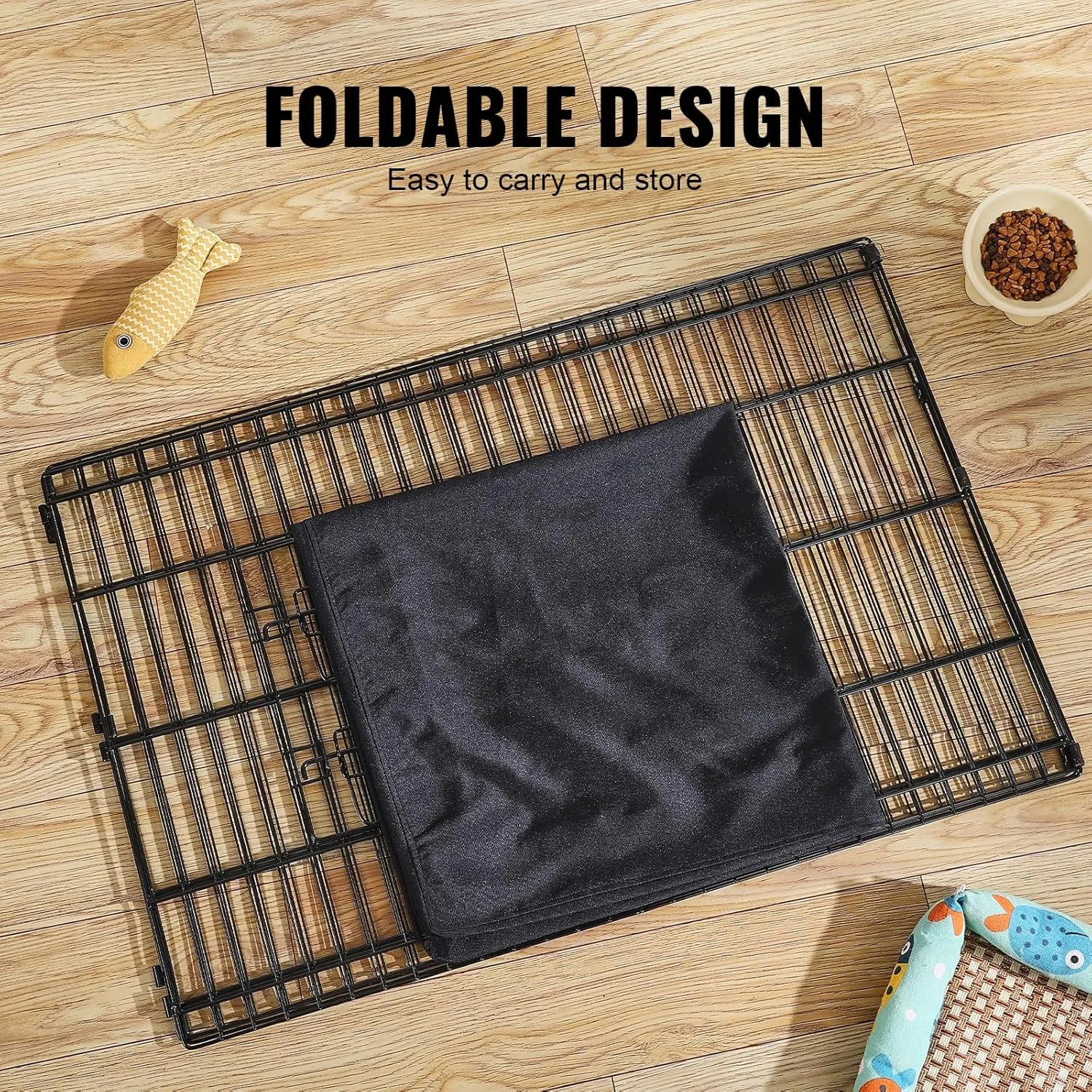 VEVOR Dog Playpen, 4 Pcs 24 x 36 in Panels Foldable Metal Pet Exercise Pen, Dog Fence Indoor and Outdoor Pen with Door, Top Cover, and Bottom Pad, Pet Playpen for Dogs, Cats and Other Small Animals