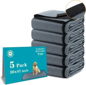 Washable Pee Pads for Dogs 5 Pack, 36x41, Reusable Puppy Pads, Dog Training Pads with Quick Dry, Anti-Slip Dog Cat Pee Pads, Whelping Pads, Potty Pad.