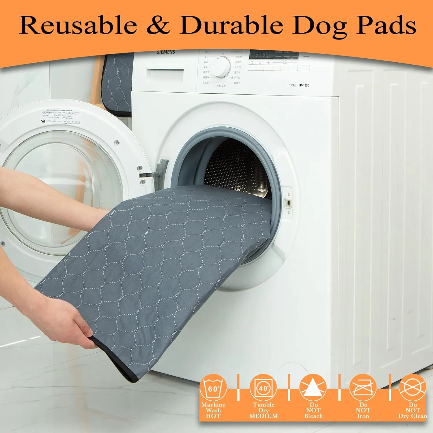 Washable Pee Pads for Dogs 5 Pack, 36x41, Reusable Puppy Pads, Dog Training Pads with Quick Dry, Anti-Slip Dog Cat Pee Pads, Whelping Pads, Potty Pad.