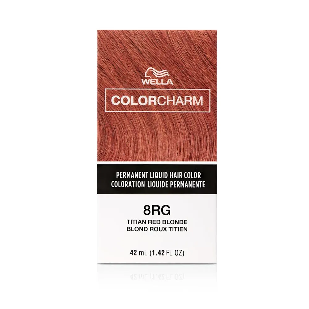 WELLA Color Charm Permanent Liquid Hair Color for Gray Coverage, 8RG Titan Red Blonde