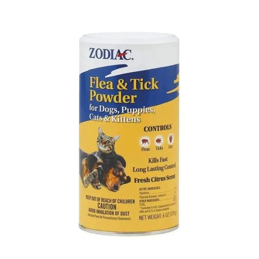 Zodiac Flea and Tick Powder for Dogs and Cats 6 oz